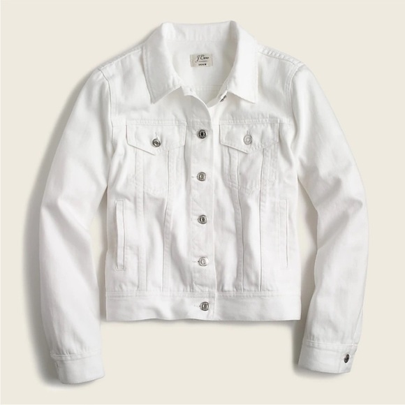 J. Crew Jackets & Blazers - Jcrew Classic Denim Jacket White Silver Hardware